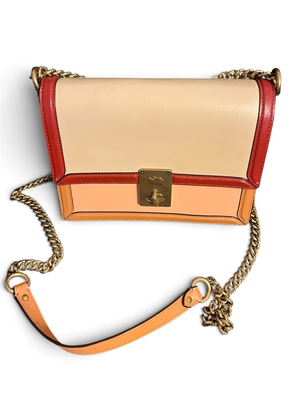 COACH JENNIFER LOPEZ HUTTON SHOULDER BAG IN COLORBLOCK W/SNAKESKIN DETAIL